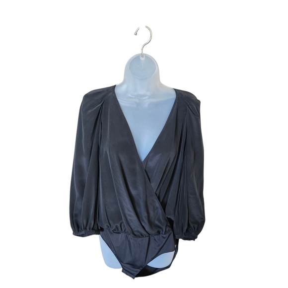BCBGMaxAzria Charcoal Wrap Blouse - Picture 2 of 9